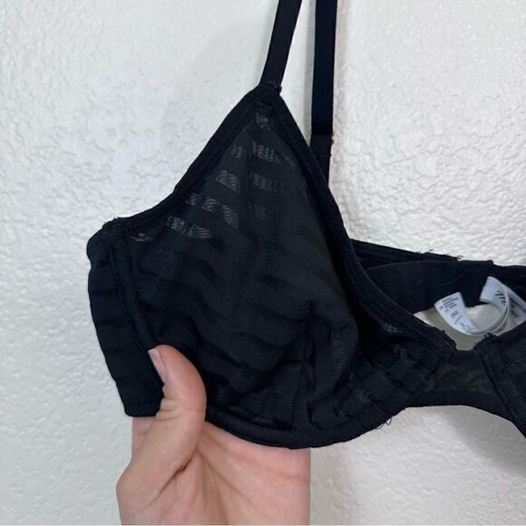 Women’s Madewell Sheer Stripe Underwire Bra In True Black - Picture 4 of 10